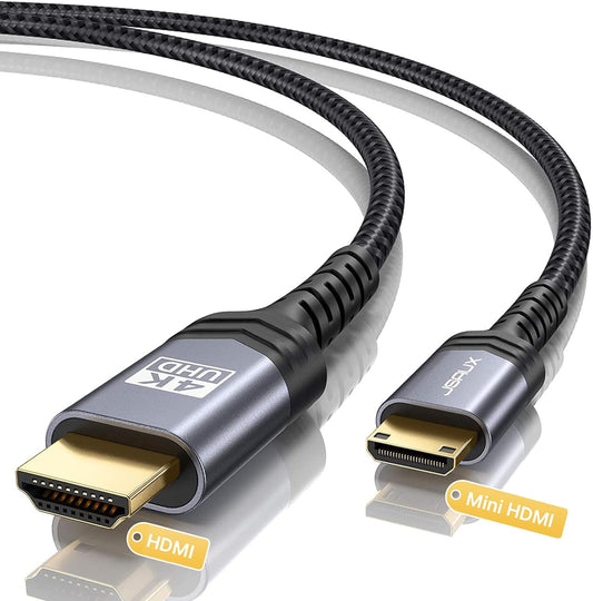 Mini HDMI to HDMI Cable 6FT,  [Aluminum Shell, Braided] High Speed 4K 60Hz HDMI 2.0 Cord, Compatible with Camera, Camcorder, Tablet and Graphics/Video Card, Laptop, Raspberry Pi Zero W -Grey