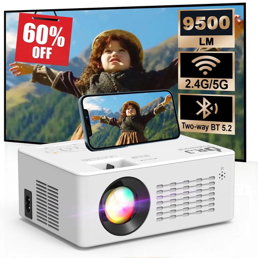 5G Wifi Projector with Bluetooth 5.2, 9500L HD Movie Projector, 1080P 250'' Display Supported